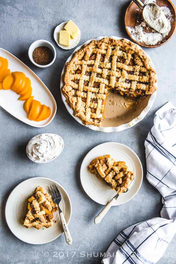Old Fashioned Peach Pie (eggless recipe) with homemade pie crust